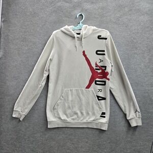 Jordan Men Hoodie S White Graphic Print Big Logo Air Jumpman